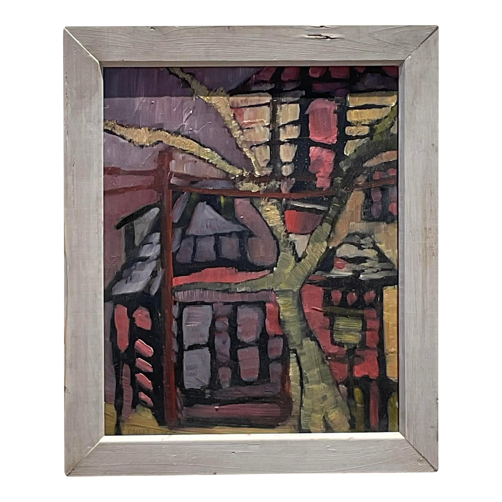 Vintage Boho Abstract Landscape Canvas Painting 19.75 x 23.5 (1 of 6)