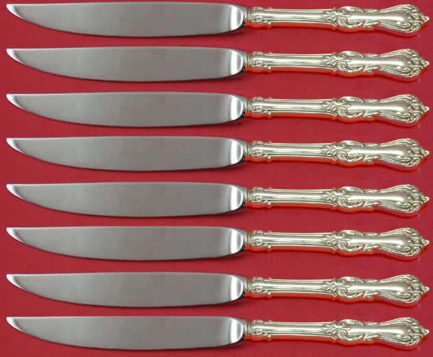 Reed & Barton Marlborough Sterling Silver Steak Knife Set 8pc 8 Inch: Reed & Barton Marlborough Sterling Silver Steak Knife Set 8pc 8 Inch Enhance your dining experience with this exquisite 8-piece steak knife set from Reed & Barton, featuring the elegant Marlborough pa