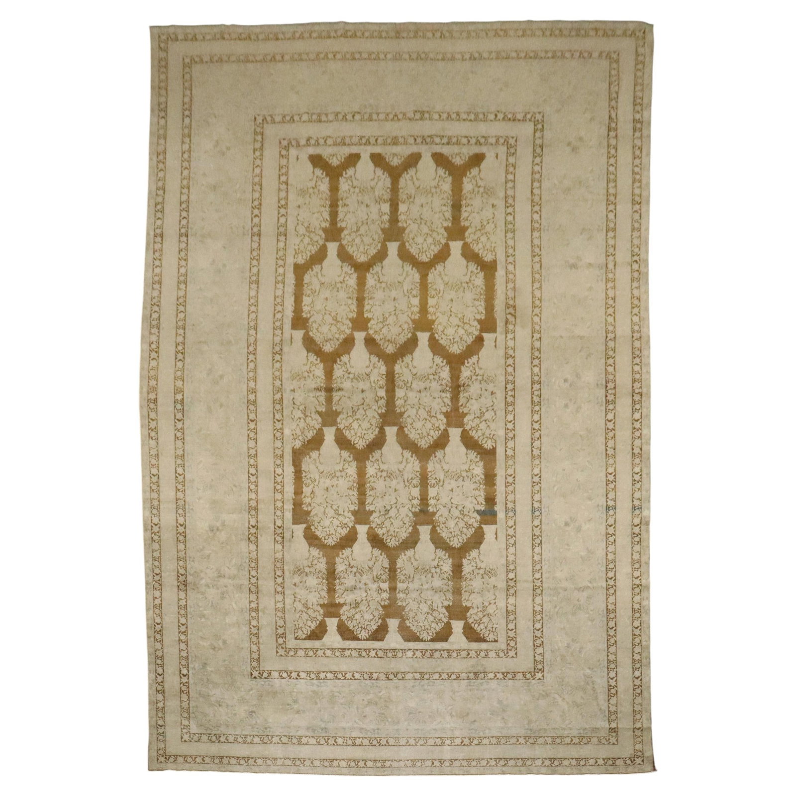10' x 15'7'' Hand Knotted Wool Indian Larestan Rug Brown Plant Vase (1 of 9)