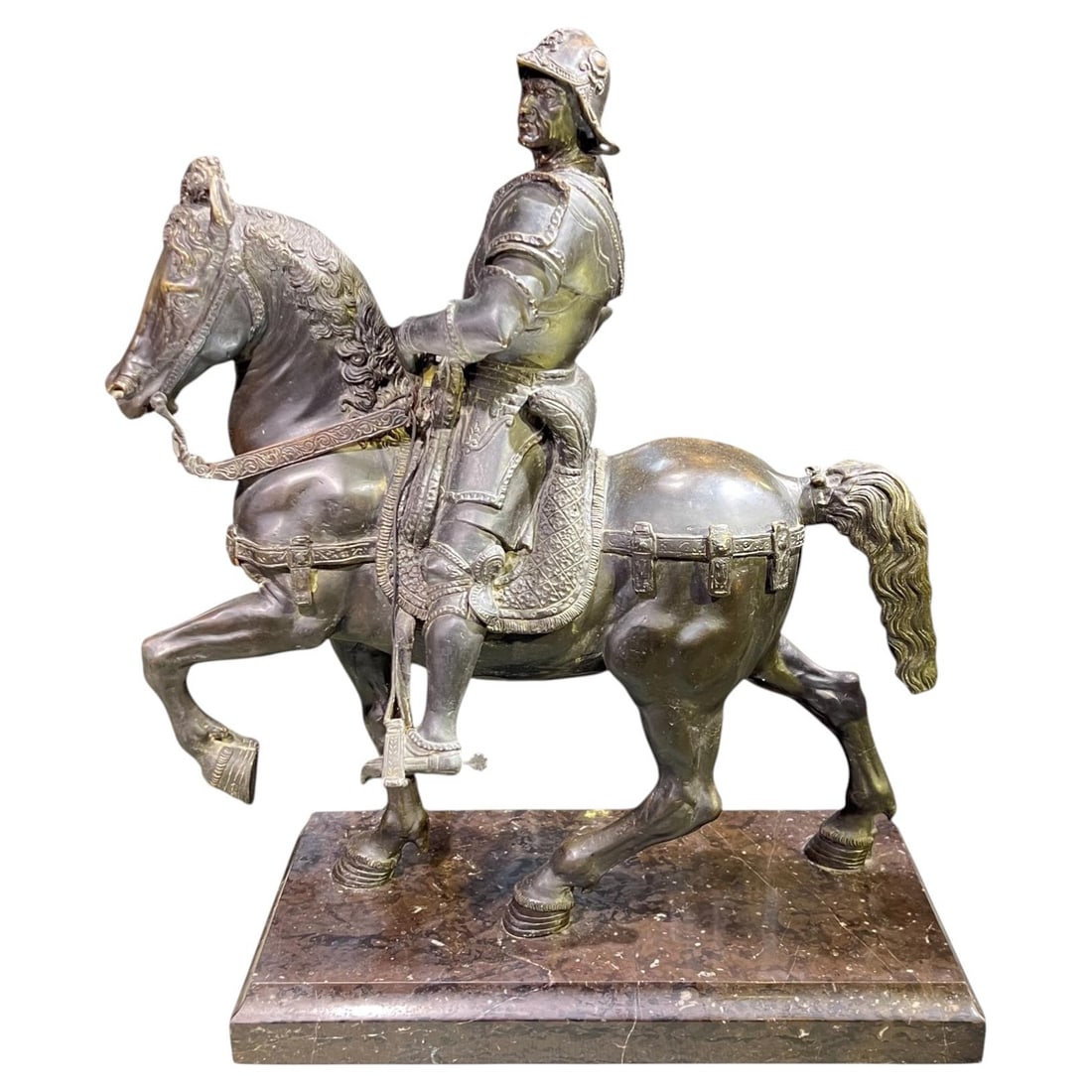 Italian Grand Tour Bronze Colleoni Monument Model by Verrochi: Italian Grand Tour Bronze Colleoni Monument Model by Verrochi This is a large Italian 19th-century Grand Tour bronze model of The Colleoni Monument by Verrochi, set on a granite base. Crafted using ca