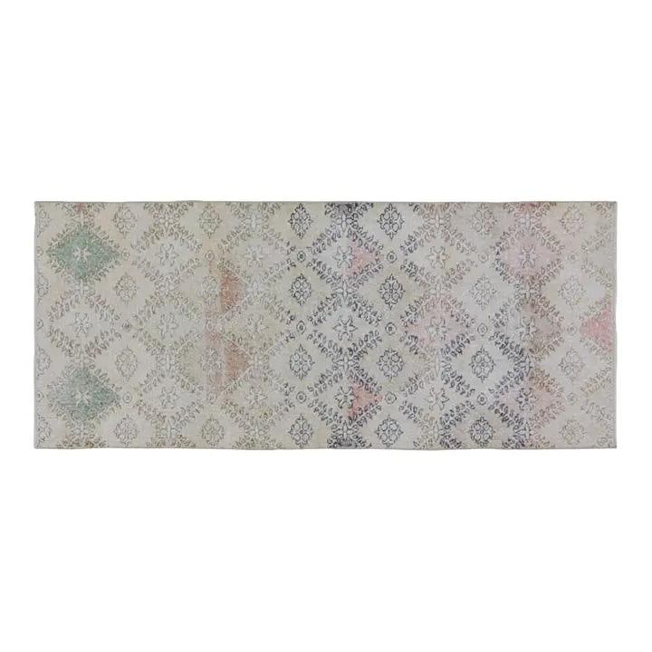 Stone Gray Wool Anatolian Hand-Knotted Rug 2'10'' x 6'10'': Stone Gray Wool Anatolian Hand-Knotted Rug 2'10'' x 6'10'' This vintage Turkish Anatolian rug is hand-knotted using traditional techniques, blending timeless craftsmanship with a modern design approac