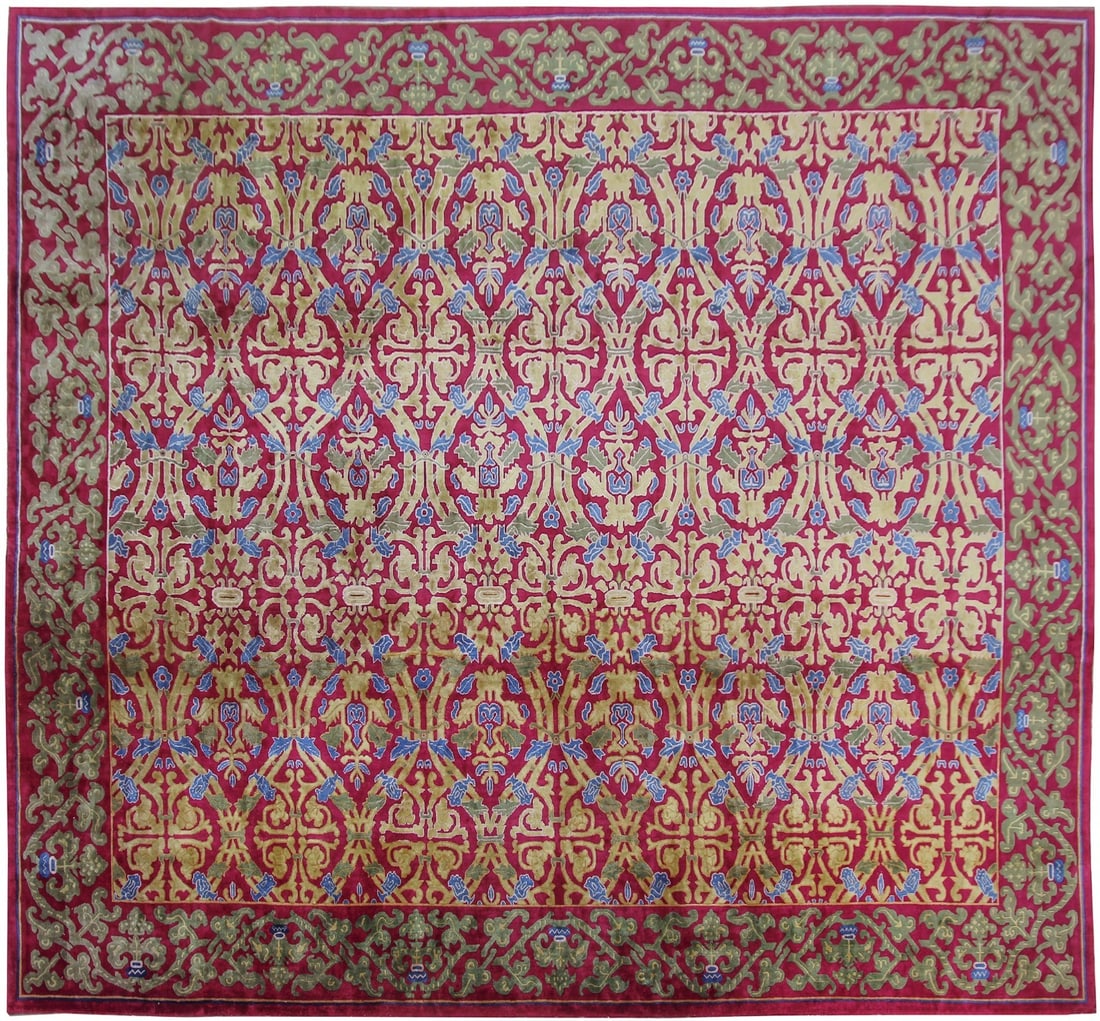 Handmade Wool European Art Nouveau Deco Rug 13x16 Circa 1930 (1 of 15)