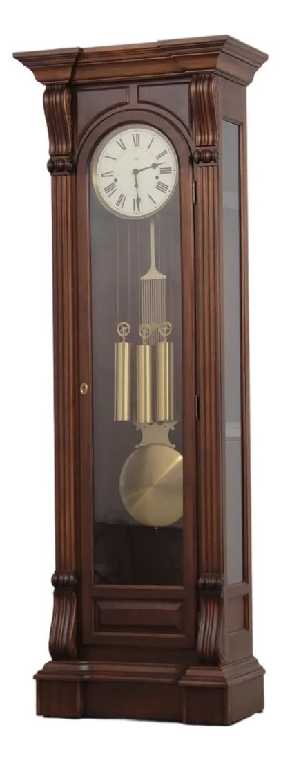 Sligh Mahogany Grandfather Clock Lyre Pendulum Key Locking (1 of 10)