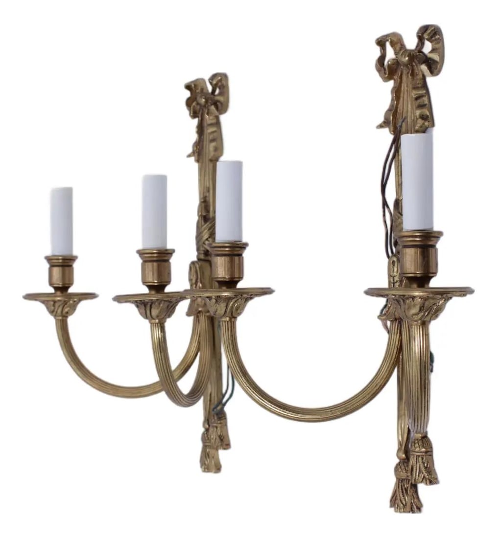 Louis XVI Style Brass Wall Sconces Pair (1 of 10)