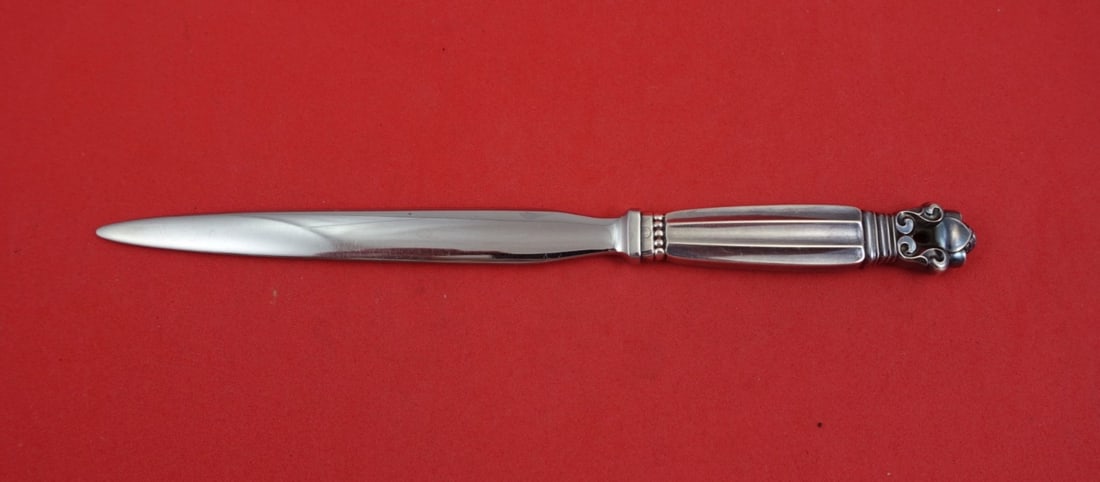 Sterling Silver Letter Opener Acorn Pattern Hollow Handle 7 5/8 Inch: Sterling Silver Letter Opener Acorn Pattern Hollow Handle 7 5/8 Inch This is a Georg Jensen Acorn pattern letter opener featuring a sterling silver hollow handle and a stainless steel blade. The piece