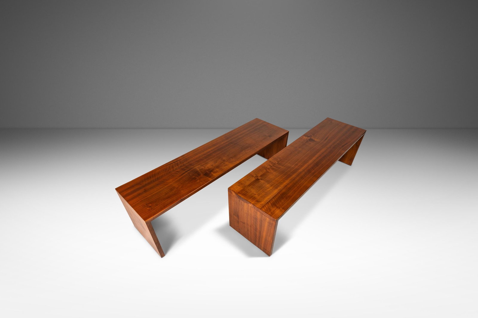 Pair of Handmade Walnut Studio Gallery Benches USA c 1980s (1 of 18)