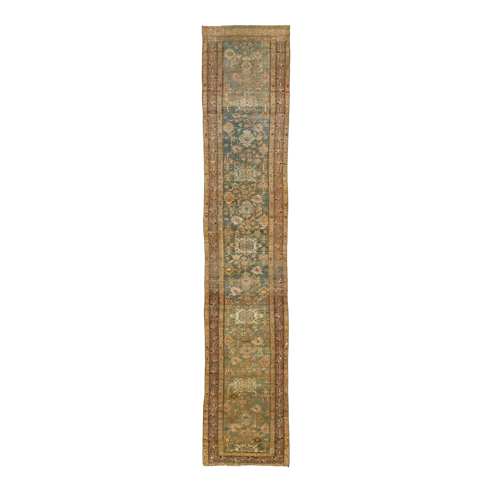 Antique Lilihan Handmade Floral Wool Runner 3'1" x 15'9" (1 of 10)