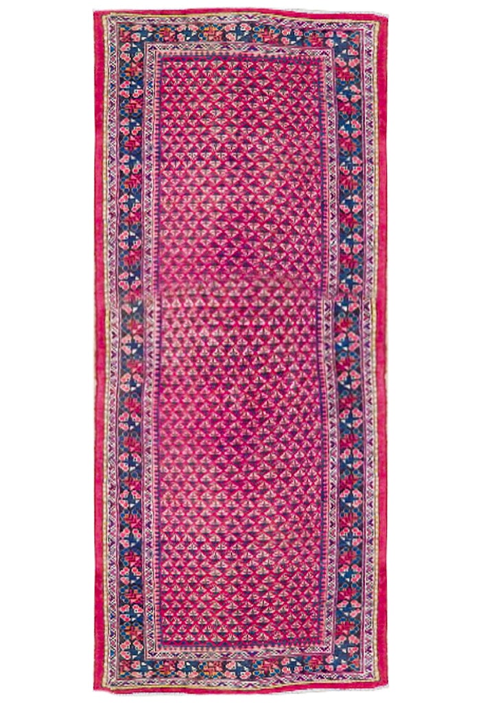 Red Semi Antique Persian Mir Runner Rug 4.5 x 10.7 Handmade Iran: Red Semi Antique Persian Mir Runner Rug 4.5 x 10.7 Handmade Iran Free continental US Shipping Transform your space with this exquisite 4' 5" x 10' 7" Red Semi Antique Persian Handmade Mir Runner Rug. 
