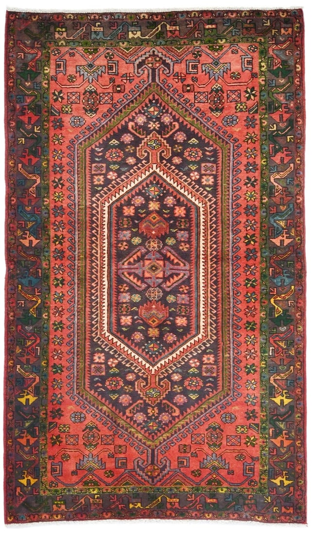 Hand-Knotted Wool Floral Area Rug 4'3 x 7'1 Vintage Traditional Carpet: Hand-Knotted Wool Floral Area Rug 4'3 x 7'1 Vintage Traditional Carpet This handmade vintage oriental rug features a traditional floral design, crafted with hand-knotted wool. With a medium pile and r