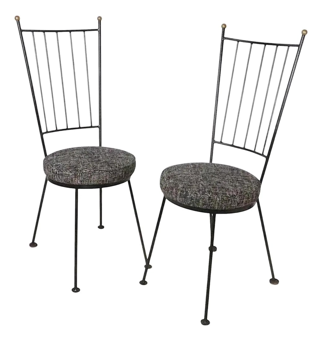 Pair of 1950s wrought iron brass side chairs after Mathieu Mategot (1 of 10)