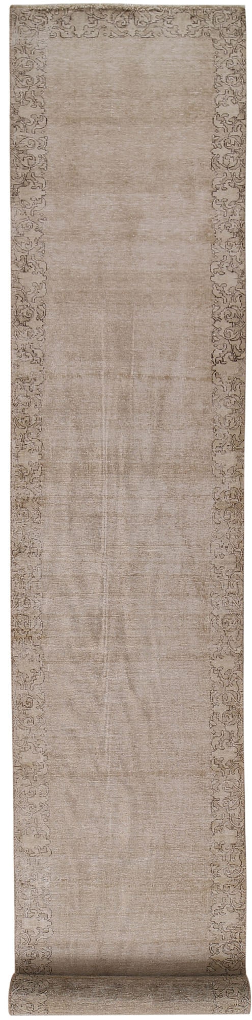 2.10 x 16.1 Handmade Vintage Traditional Whitewash Runner Rug: 2.10 x 16.1 Handmade Vintage Traditional Whitewash Runner Rug Free continental US Shipping Introduce timeless elegance to your home with this Vintage Traditional Runner Rug. Measuring 2.10 x 16.1 feet
