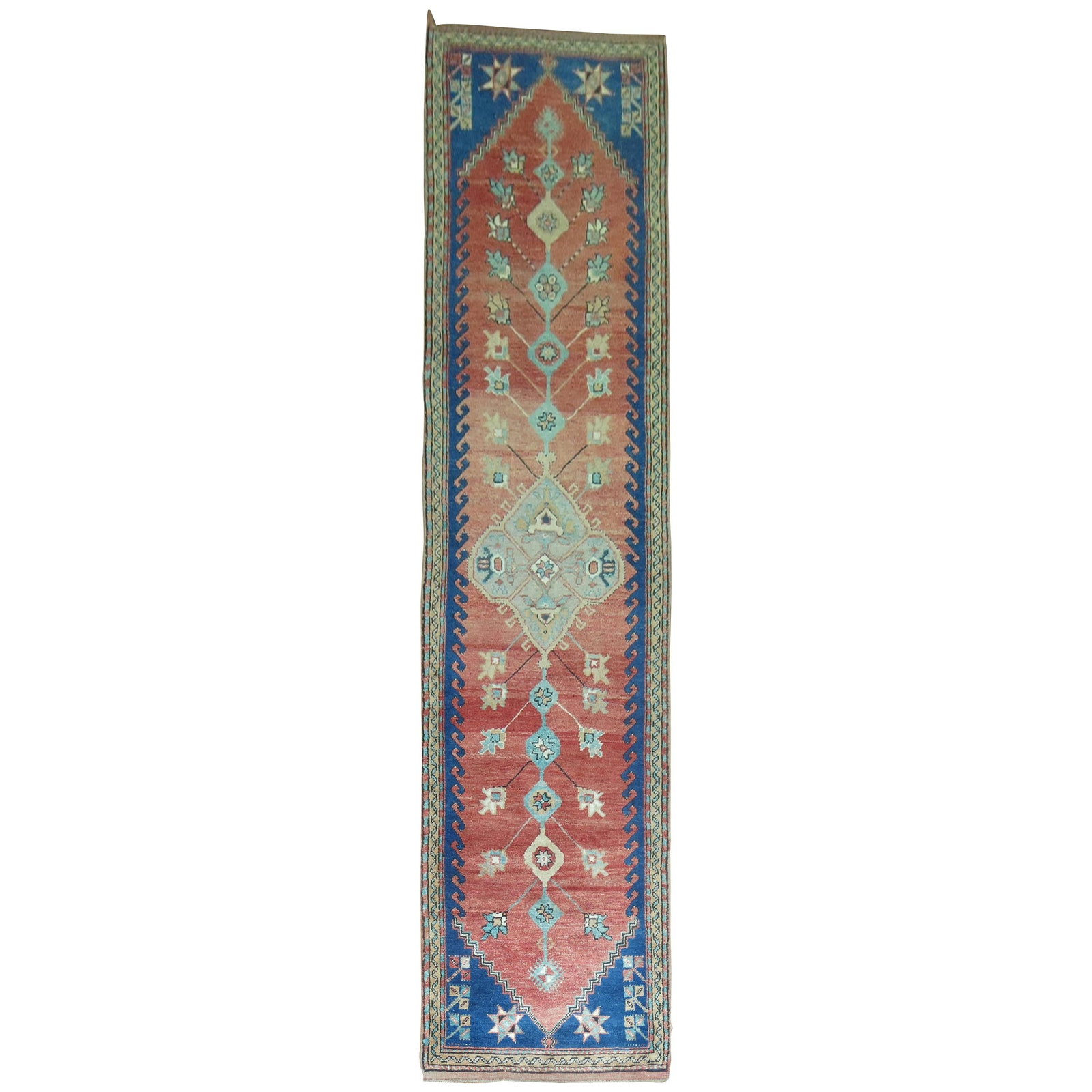 Zabihi Collection Vintage Wool Oushak Turkish Runner 29x132: Zabihi Collection Vintage Wool Oushak Turkish Runner 29x132 Discover the beauty of this vintage Turkish runner from the Zabihi Collection, showcasing a stunning geometric Oushak design. Hand-woven fro