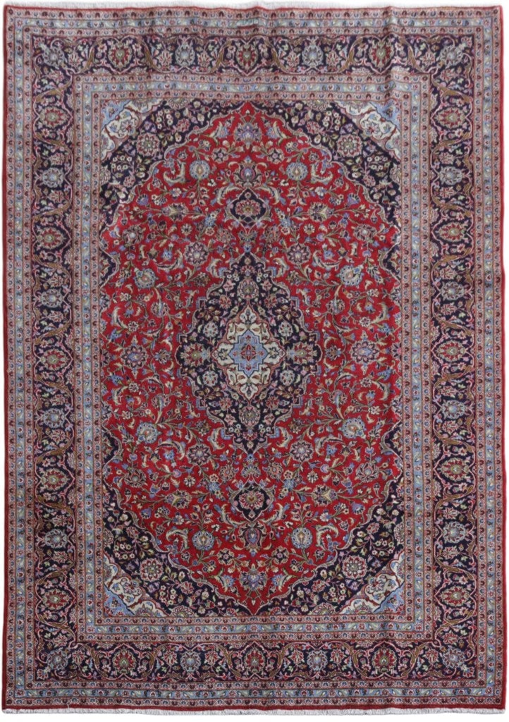 Handcrafted 9' x 12' Red Persian Kashan Rug Silk-like Pile: Handcrafted 9' x 12' Red Persian Kashan Rug Silk-like Pile Free continental US Shipping Enhance your space with this stunning 8.6 x 11.11 Red Persian Signed Kashan Rug, handcrafted by skilled Persian 