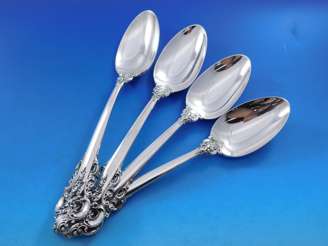 Set of 4 Wallace Grande Baroque Sterling Serving Spoons 8 3/4 (1 of 5)