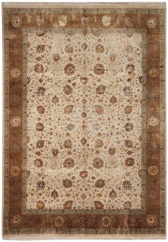 9 x 12 Handmade Agra Rug Hand Knotted Wool Floral Medallion: 9 x 12 Handmade Agra Rug Hand Knotted Wool Floral Medallion Free continental US Shipping This 9 x 12 handmade Agra rug is hand-knotted from high-grade wool and features a classic Agra pattern with a b