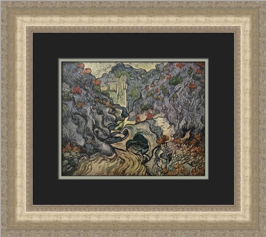 Vincent Van Gogh The Ravine Custom Framed Print 17 x 19 Expressionism: Vincent Van Gogh The Ravine Custom Framed Print 17 x 19 Expressionism This stunning custom framed print features Vincent van Gogh's iconic artwork "The Ravine." Measuring 17 in. x 19 in., it showcases