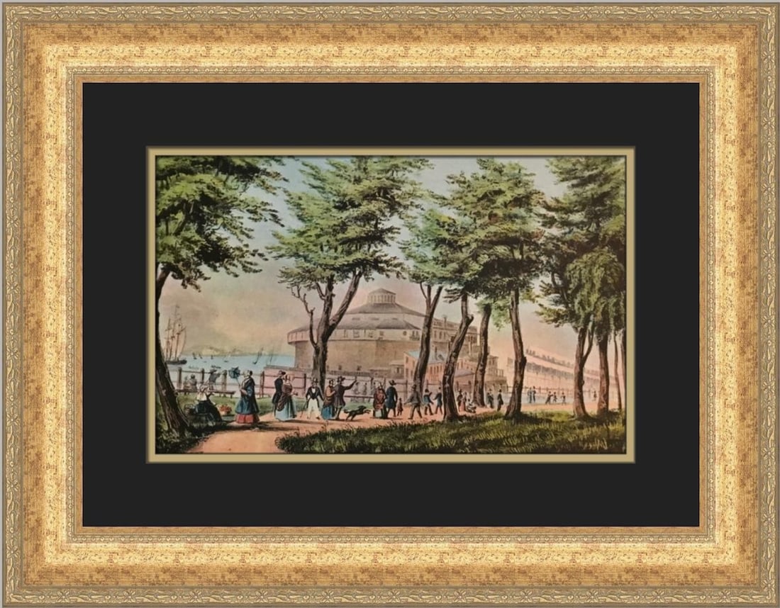 Currier & Ives Castle Garden Custom Framed Print 18x22 Romanticism Art (1 of 2)