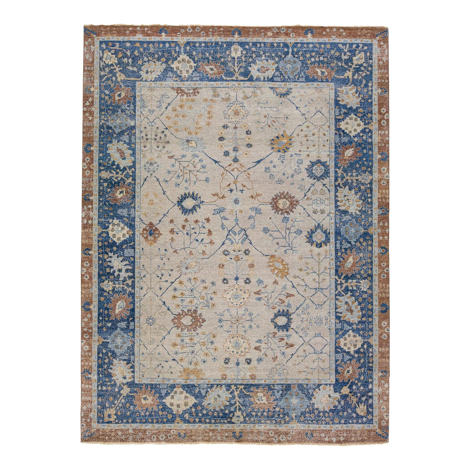 Artisan Collection Handmade Brown Wool Rug 9' x 12' Floral Design: Artisan Collection Handmade Brown Wool Rug 9' x 12' Floral Design Transform your space with this exquisite handmade brown wool rug from the Artisan Collection. Featuring a stunning all-over floral des