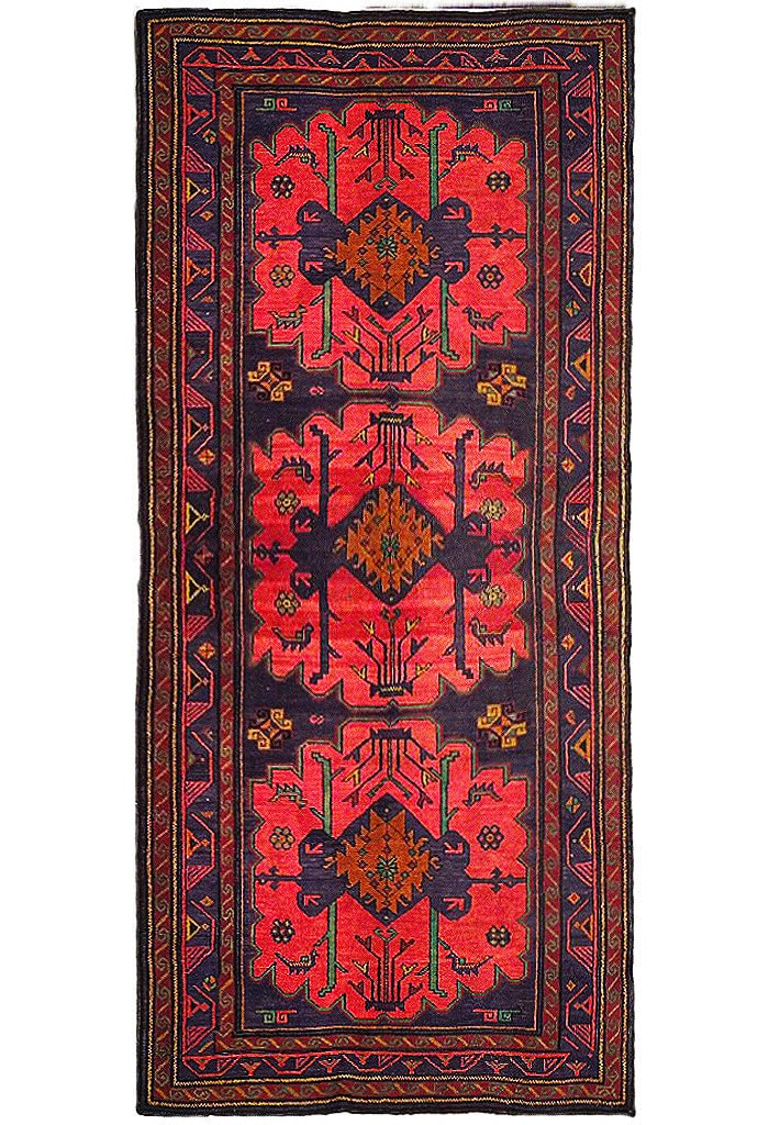 Salmon Semi-Antique Russian Kazak Runner 4.3 x 8.9 Handwoven Wool: Salmon Semi-Antique Russian Kazak Runner 4.3 x 8.9 Handwoven Wool Free continental US Shipping Introducing a stunning 4.3 x 8.9 Salmon Semi-Antique Russian Kazak Runner, a perfect blend of traditional