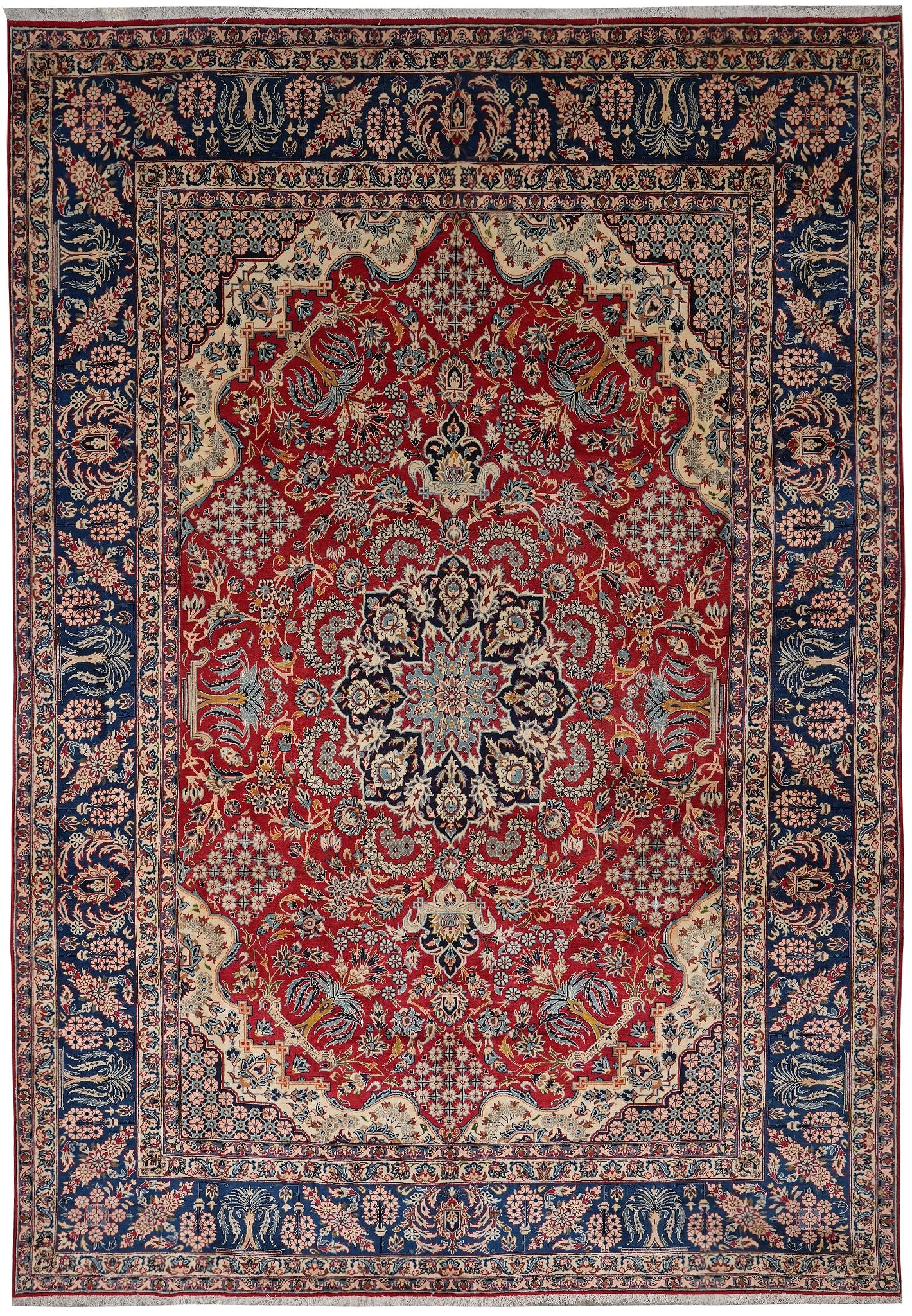 Authentic Persian Najafabad Esfahan Wool Rug 11 x 14.3 Iran: Authentic Persian Najafabad Esfahan Wool Rug 11 x 14.3 Iran Free continental US Shipping Authentic Persian Najafabad Esfahan rug from Iran, hand-knotted with a wool pile on a cotton foundation. It fea