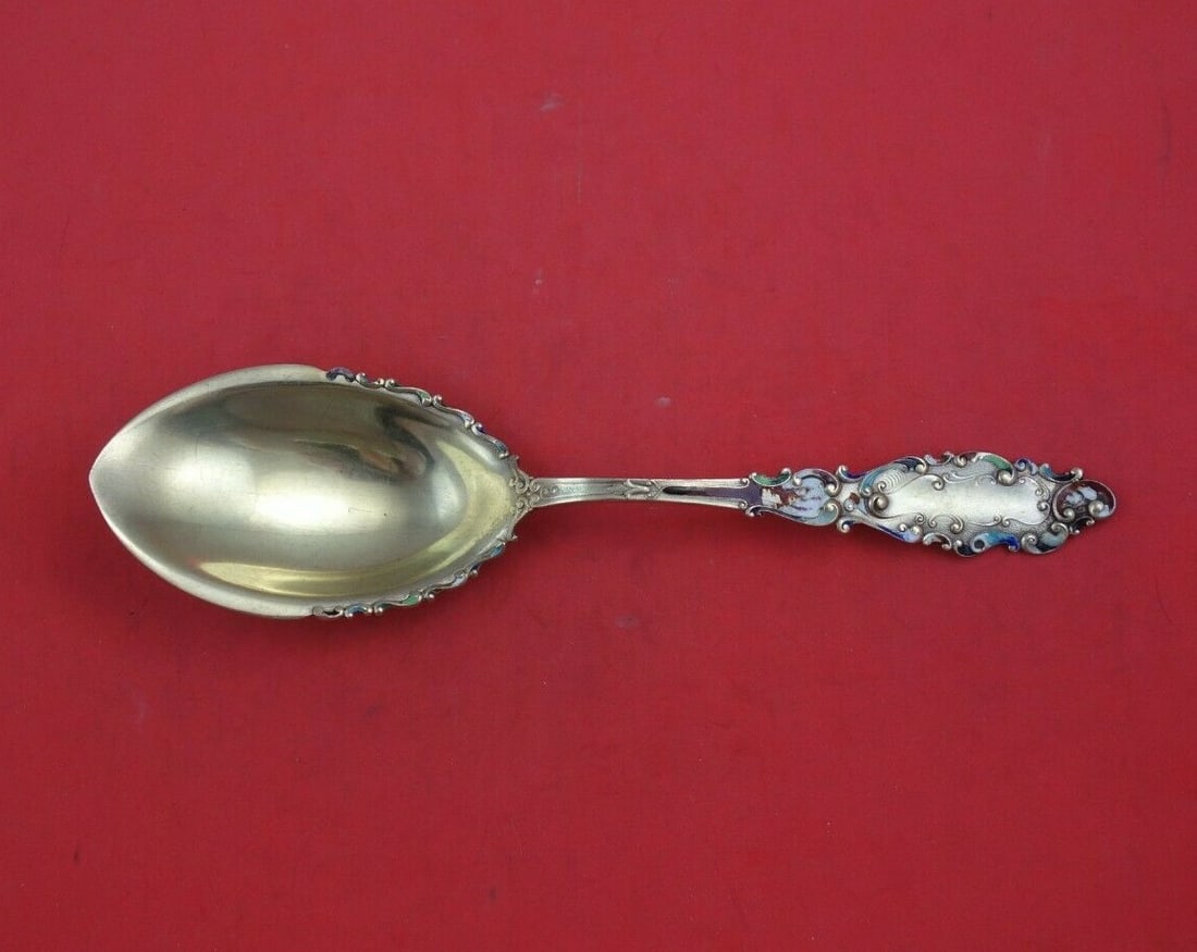 Gorham Luxembourg Sterling Silver Vermeil Berry Spoon 9 Inch: Gorham Luxembourg Sterling Silver Vermeil Berry Spoon 9 Inch This exquisite berry spoon is part of the Luxembourg pattern by Gorham, crafted from high-quality sterling silver and featuring a beautiful