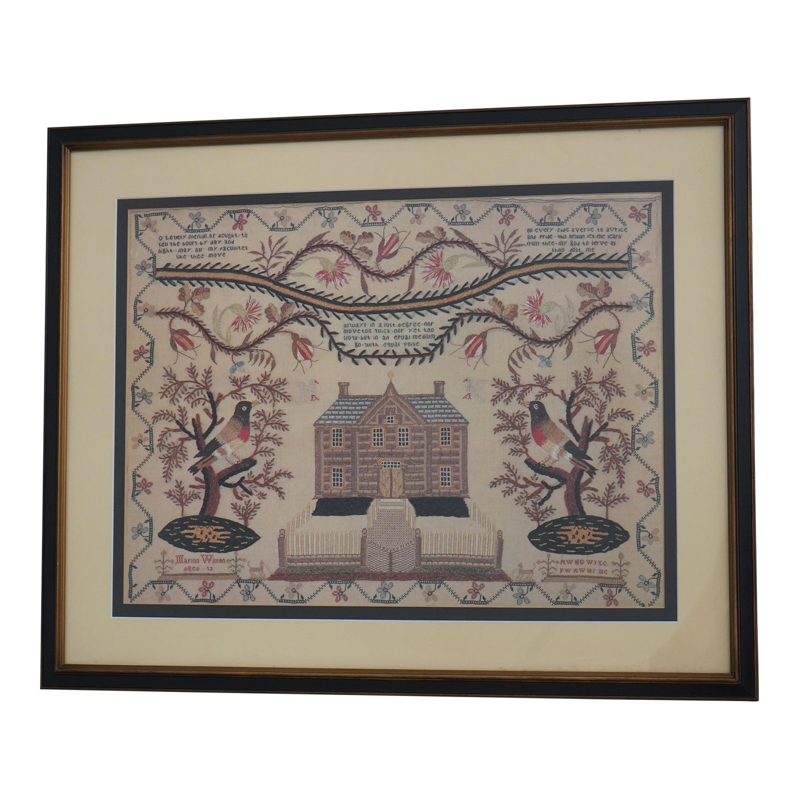 Professionally Framed Early American Style Sampler Print 28 x 22.5 (1 of 10)