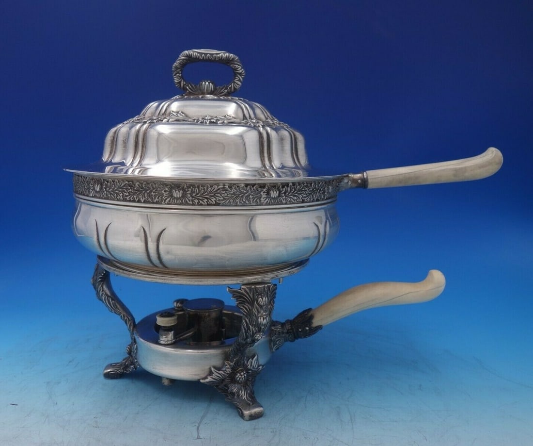 Tiffany & Co. Chrysanthemum Sterling Silver Chafing Dish with Warmer (1 of 12)