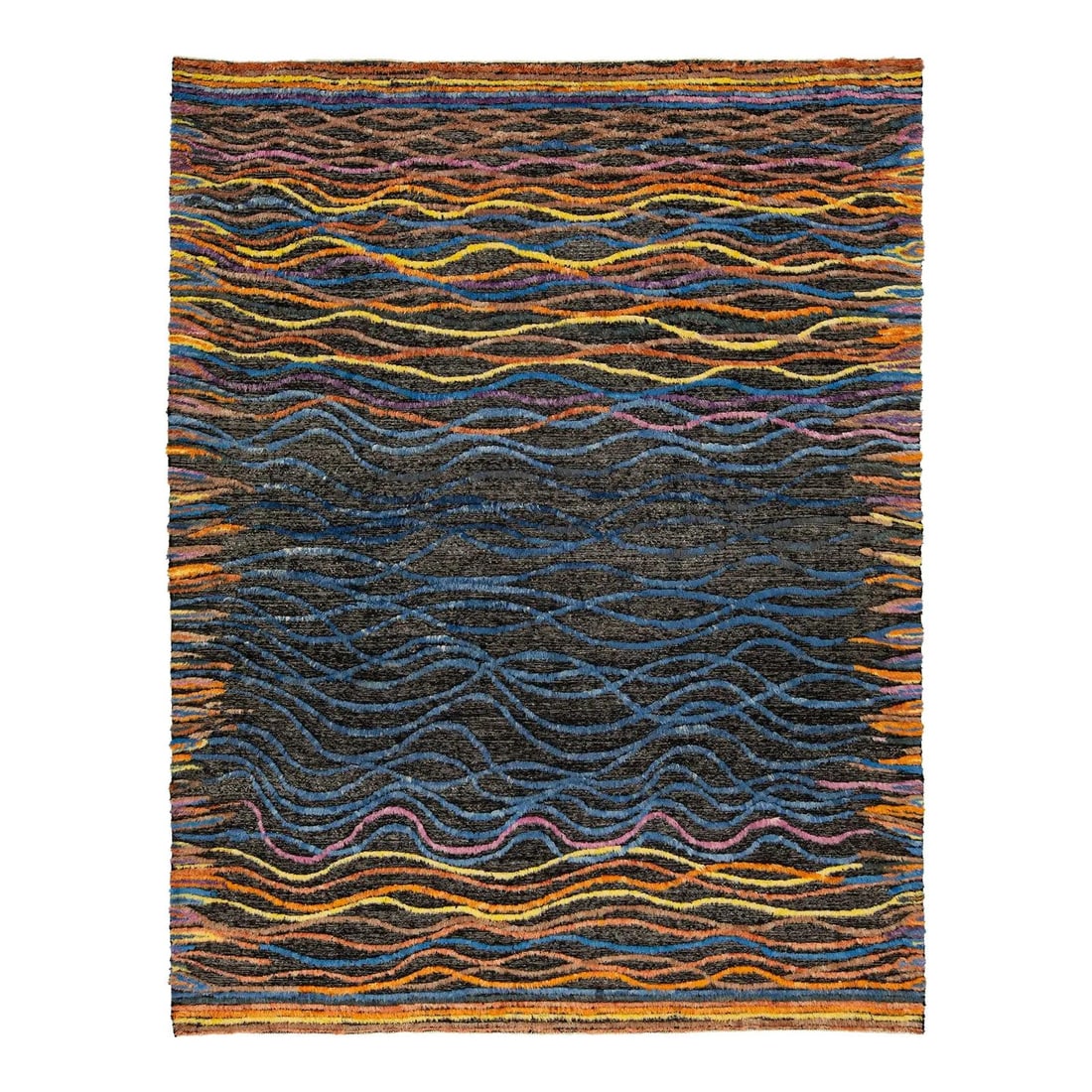 Handcrafted Moroccan Wool Rug 9'5 x 12'2 Multicolor Abstract Design: Handcrafted Moroccan Wool Rug 9'5 x 12'2 Multicolor Abstract Design Discover this exquisite handcrafted Moroccan-style wool rug that masterfully combines contemporary aesthetics with traditional craft