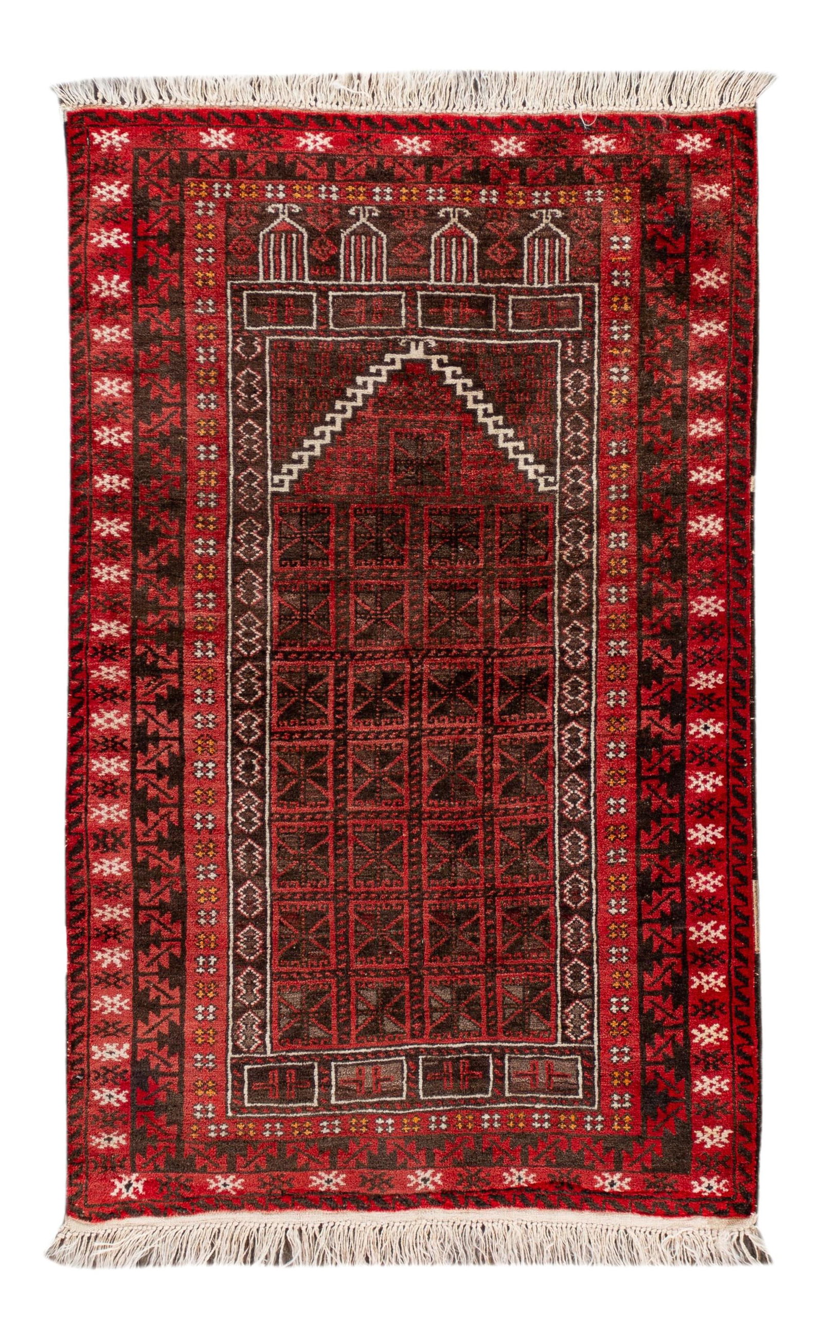 Handcrafted Vintage Persian Wool Rug in Red 3'0" x 4'8": Handcrafted Vintage Persian Wool Rug in Red 3'0" x 4'8" This exquisite Vintage Persian Rug features a stunning red hue, making it a perfect addition to any room. With dimensions of 3'0" X 4'8", this r