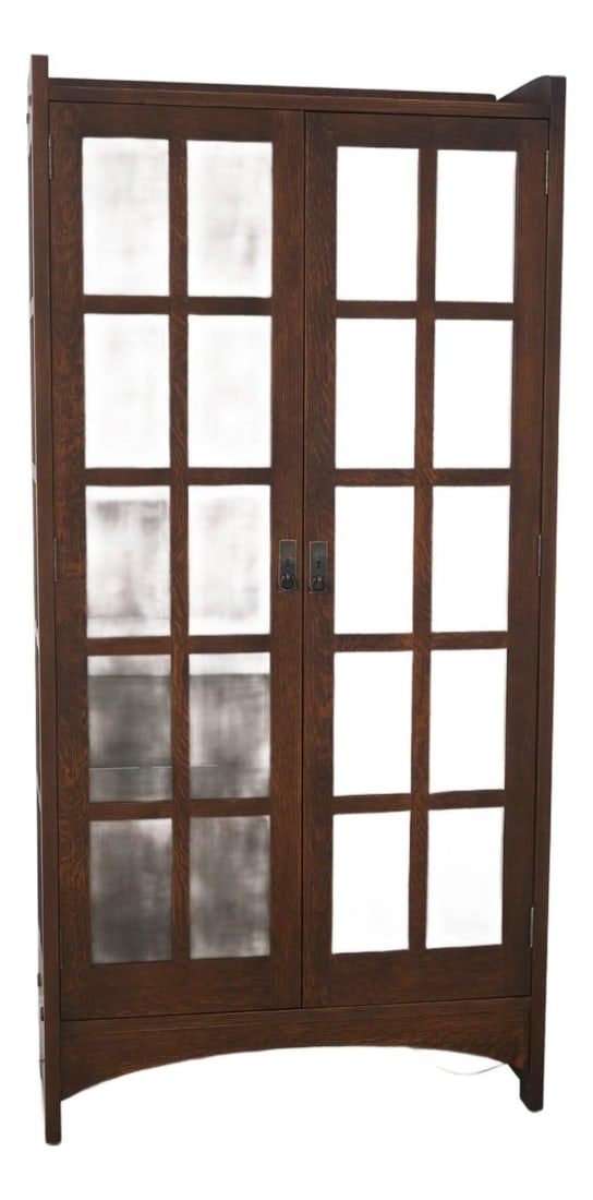 Mission Style Oak Bookcase With Lighting Arts and Crafts Design 38w x 15d x 78h (1 of 10)