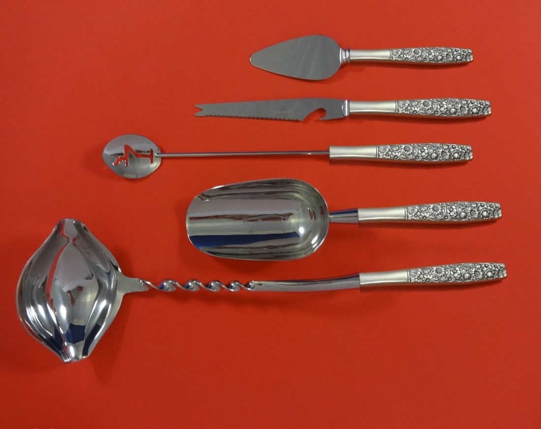Towle Contessina Sterling Silver 5pc Cocktail Bar Serving Set: Towle Contessina Sterling Silver 5pc Cocktail Bar Serving Set Elevate your cocktail gatherings with this exquisite 5-piece Contessina Hostess Set by Towle, crafted from high-quality sterling silver. T
