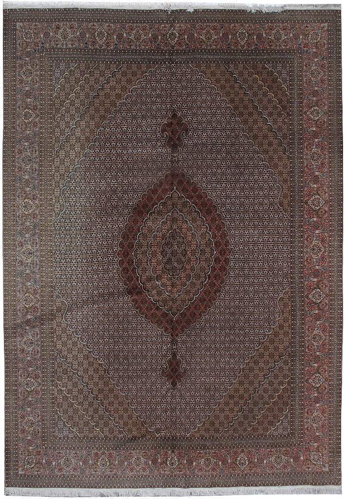 9'10 x 13' Persian Mahi Tabriz Rug Wool Silk Premium Quality: 9'10 x 13' Persian Mahi Tabriz Rug Wool Silk Premium Quality Free continental US Shipping Enhance your living space with this exquisite 9.10 x 13 Semi-Antique Authentic Persian Mahi Tabriz Rug, crafte