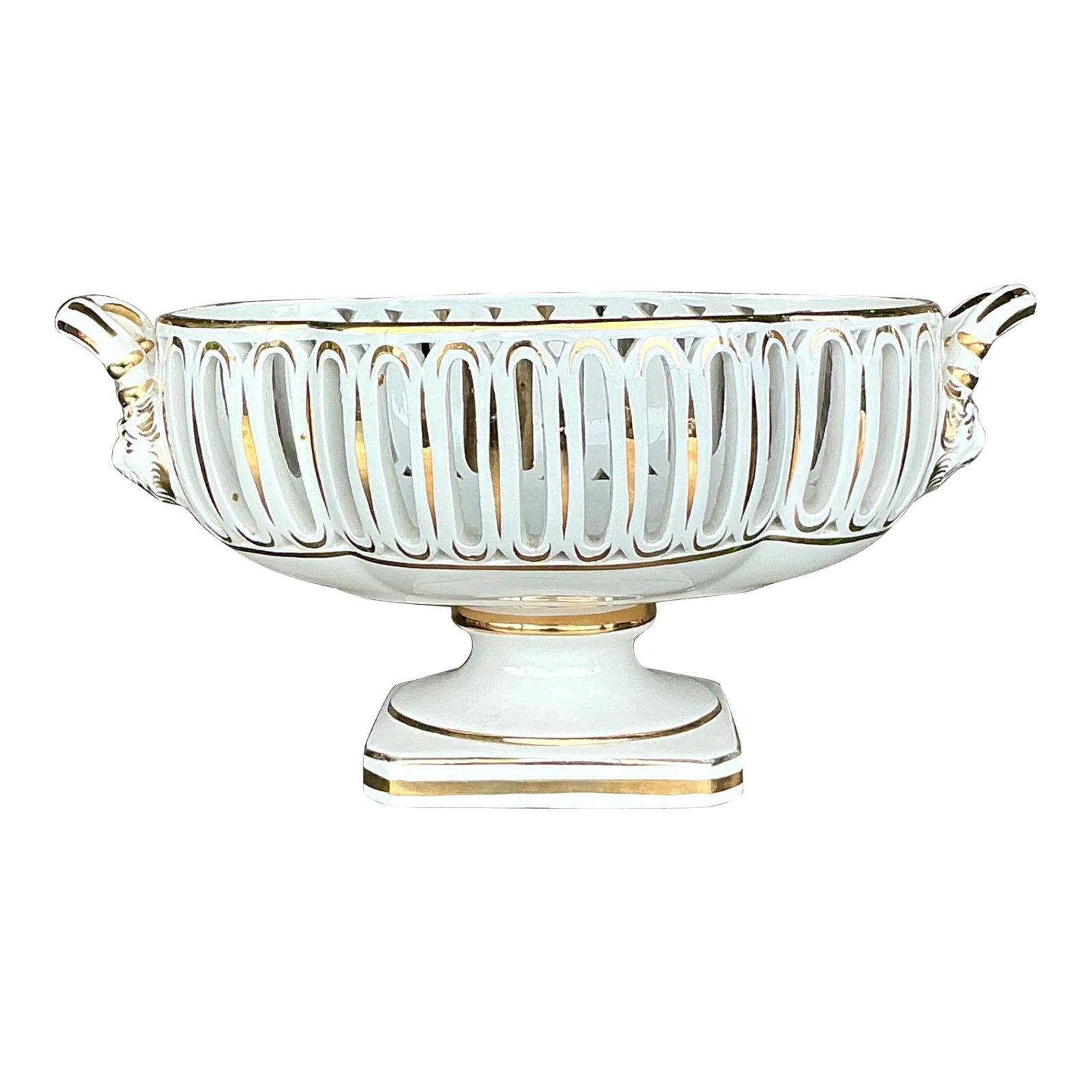 Vintage Italian Impero Ceramic Crater Urn with Ornate Handles: Vintage Italian Impero Ceramic Crater Urn with Ornate Handles Discover this Vintage Italian Impero Crater Urn, a beautiful representation of neoclassical Italian craftsmanship. This exquisite urn feat