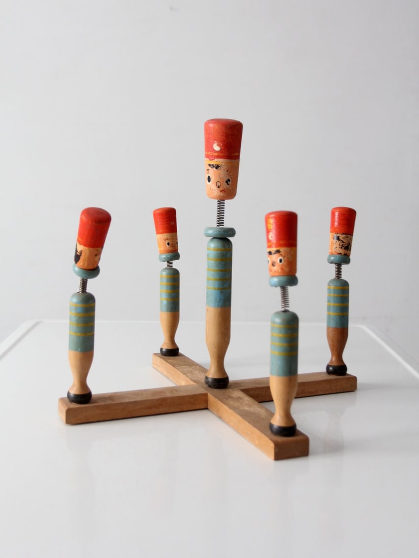 Japanese Wooden Bobble Head Folk Art Sculpture (1 of 14)