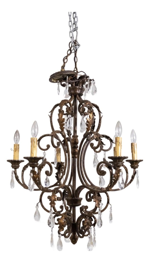 Venetian Style Bronze 6 Light Metal Frame Chandelier (1 of 10)