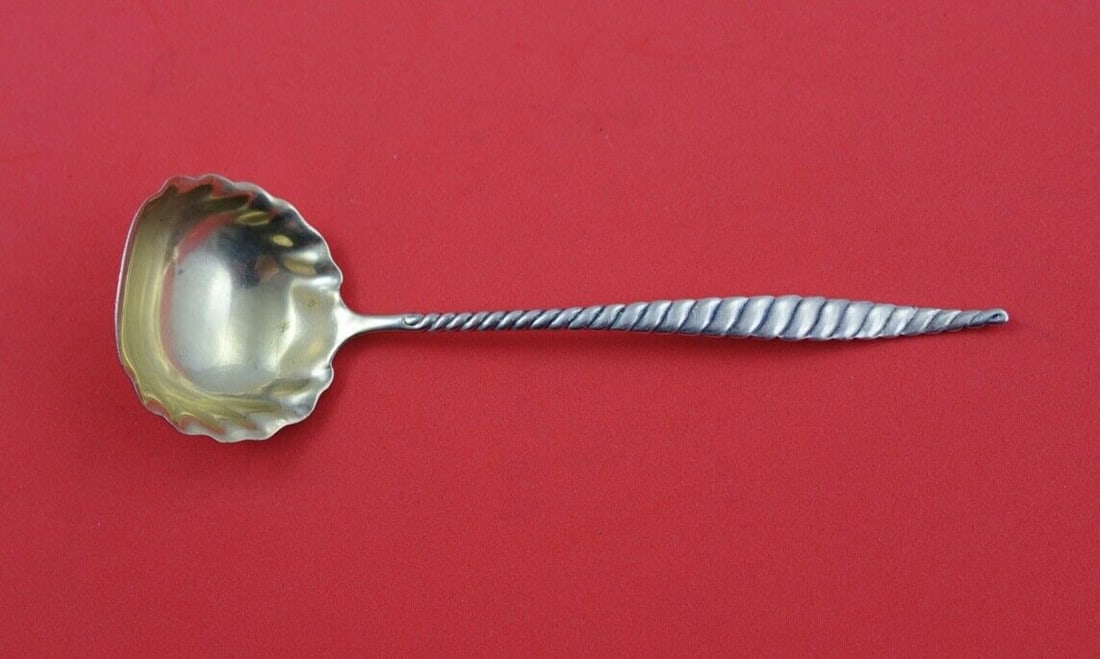 Whiting Oval Twist Sterling Silver Sauce Ladle Gold Wash 5 Inches (1 of 2)