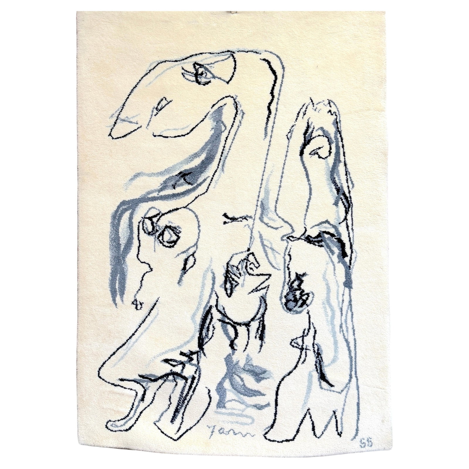 Midcentury Scandinavian Abstract Wool Tapestry Attributed to Asger Jorn CoBrA 1955 (1 of 10)