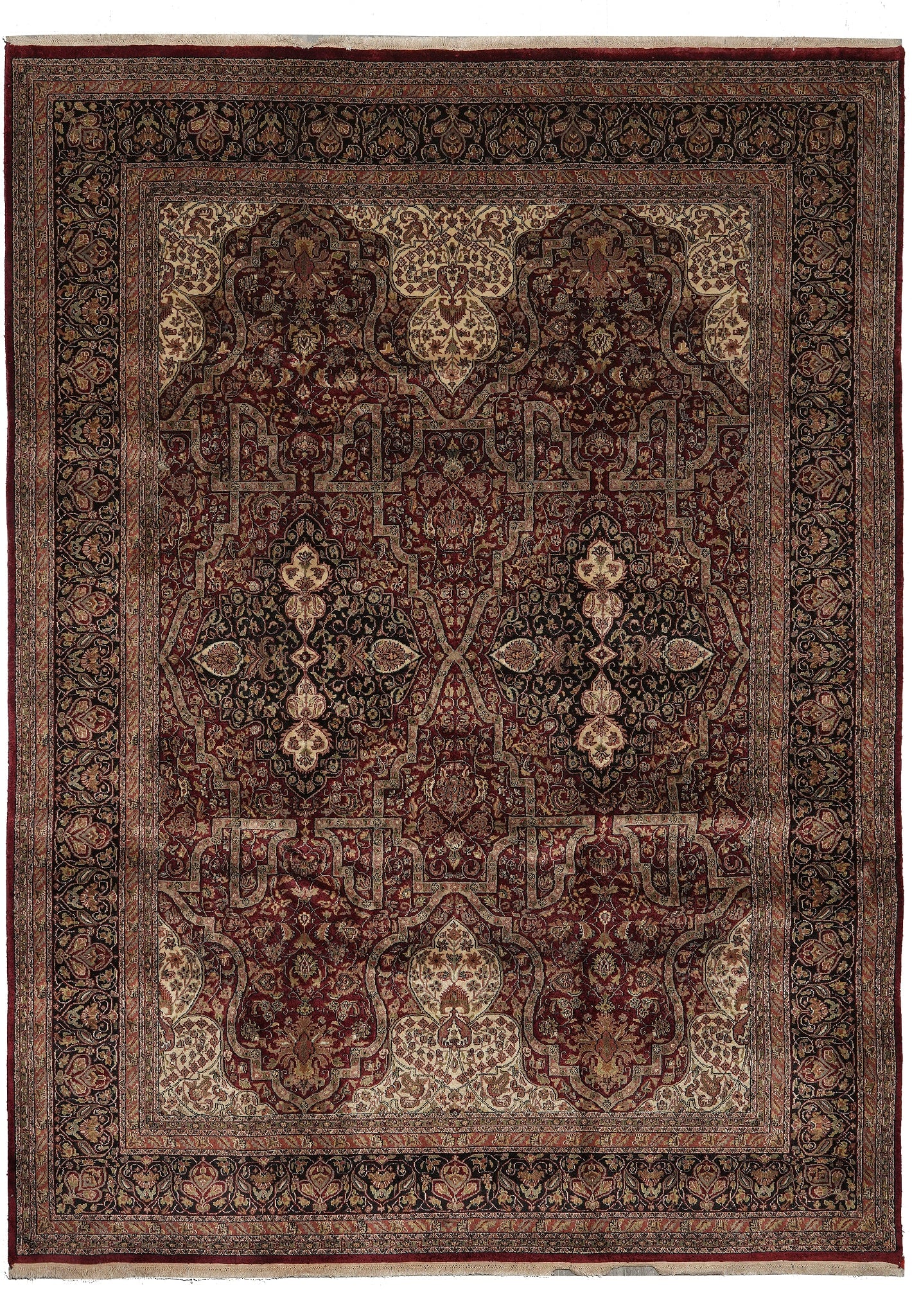 Handmade Jaipour Rug 9 x 11.9 Feet Dense Wool Finer Weave Traditional Design: Handmade Jaipour Rug 9 x 11.9 Feet Dense Wool Finer Weave Traditional Design Free continental US Shipping This handmade Jaipour rug is expertly crafted in India using high-quality, dense wool with a f