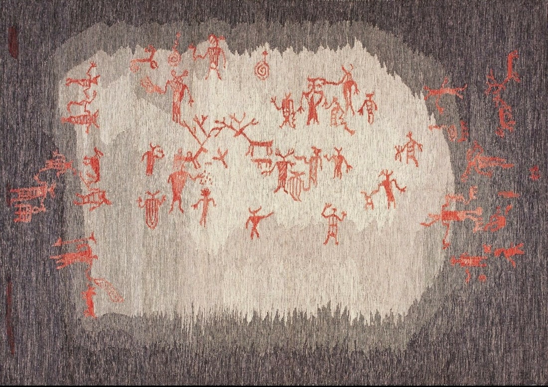 Swedish Wool Kilim Area Rug 6x9 Human Figures Scandinavian: Swedish Wool Kilim Area Rug 6x9 Human Figures Scandinavian This vintage Scandinavian Kilim rug from Sweden dates to the mid-20th century and showcases a rare design featuring distinct human figures. H