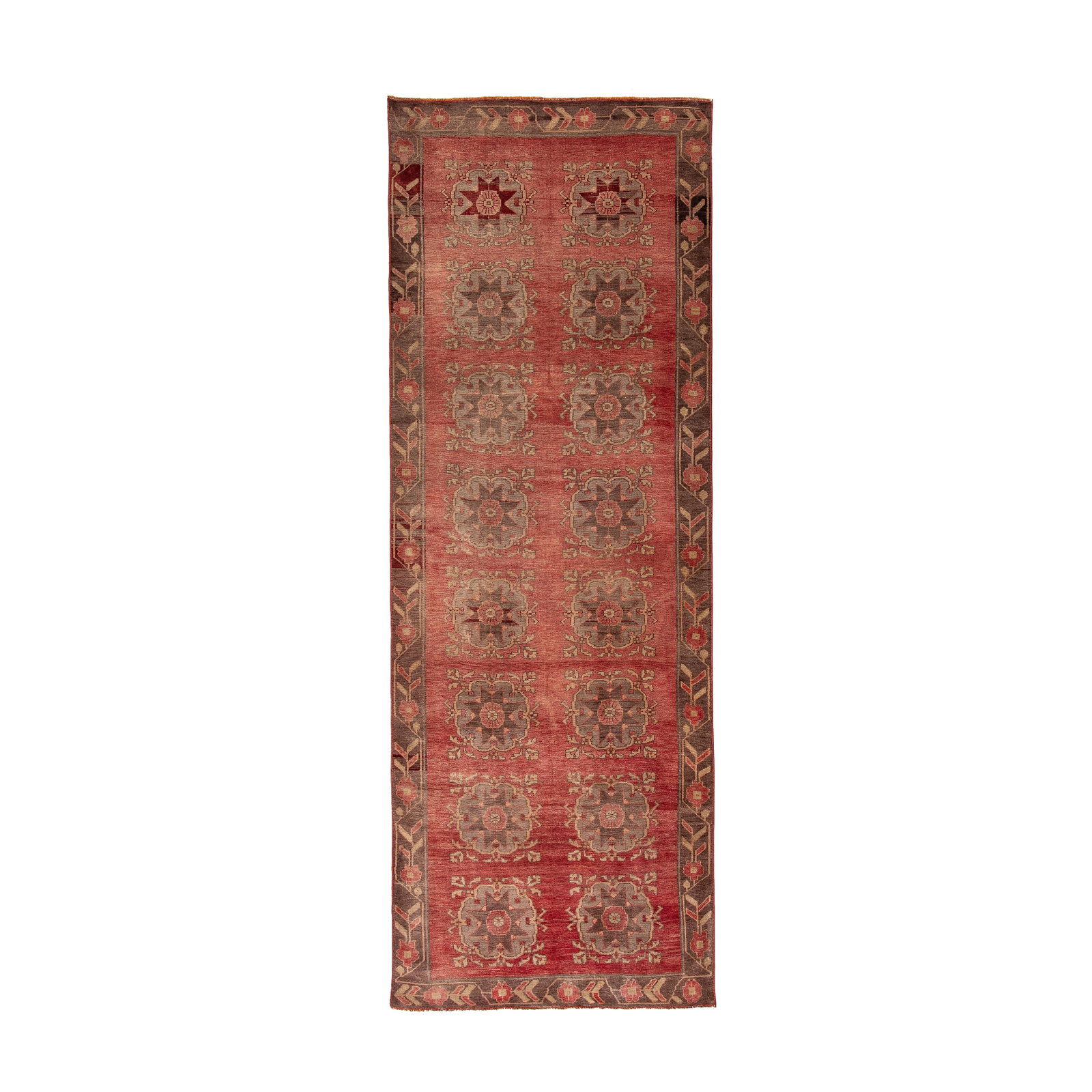 Authentic Handmade Anatolia Wool Carpet 130 x 366 cm: Authentic Handmade Anatolia Wool Carpet 130 x 366 cm Experience the exquisite craftsmanship of this Authentic Handmade Anatolia Wool On Wool Carpet. This stunning piece showcases traditional double kn