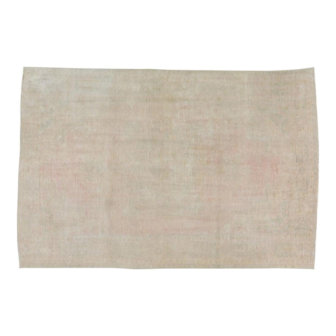 Salmon Wool Hand Knotted Anatolian Area Rug 5'7 x 8'5 Vintage: Salmon Wool Hand Knotted Anatolian Area Rug 5'7 x 8'5 Vintage This vintage Turkish Anatolian hand-knotted rug features a distressed texture in a salmon color. Crafted from wool, it offers a traditiona