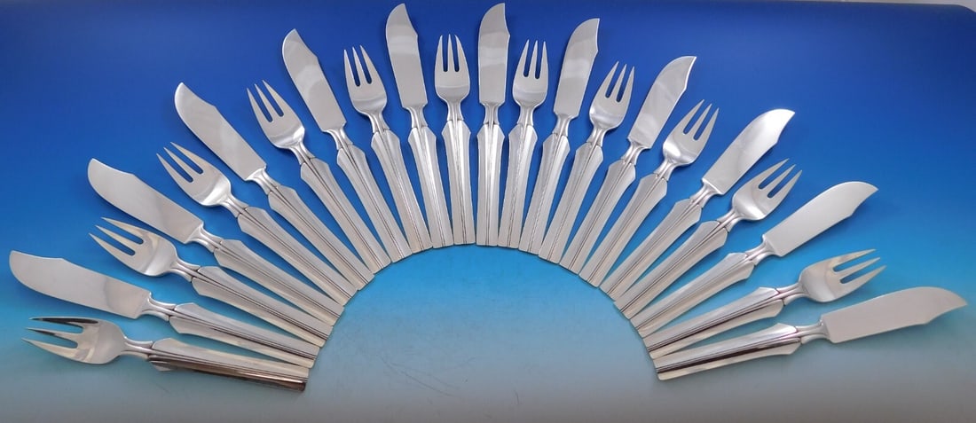 Georg Jensen Elsinore Sterling Silver Fish Set 22 Pieces (1 of 4)