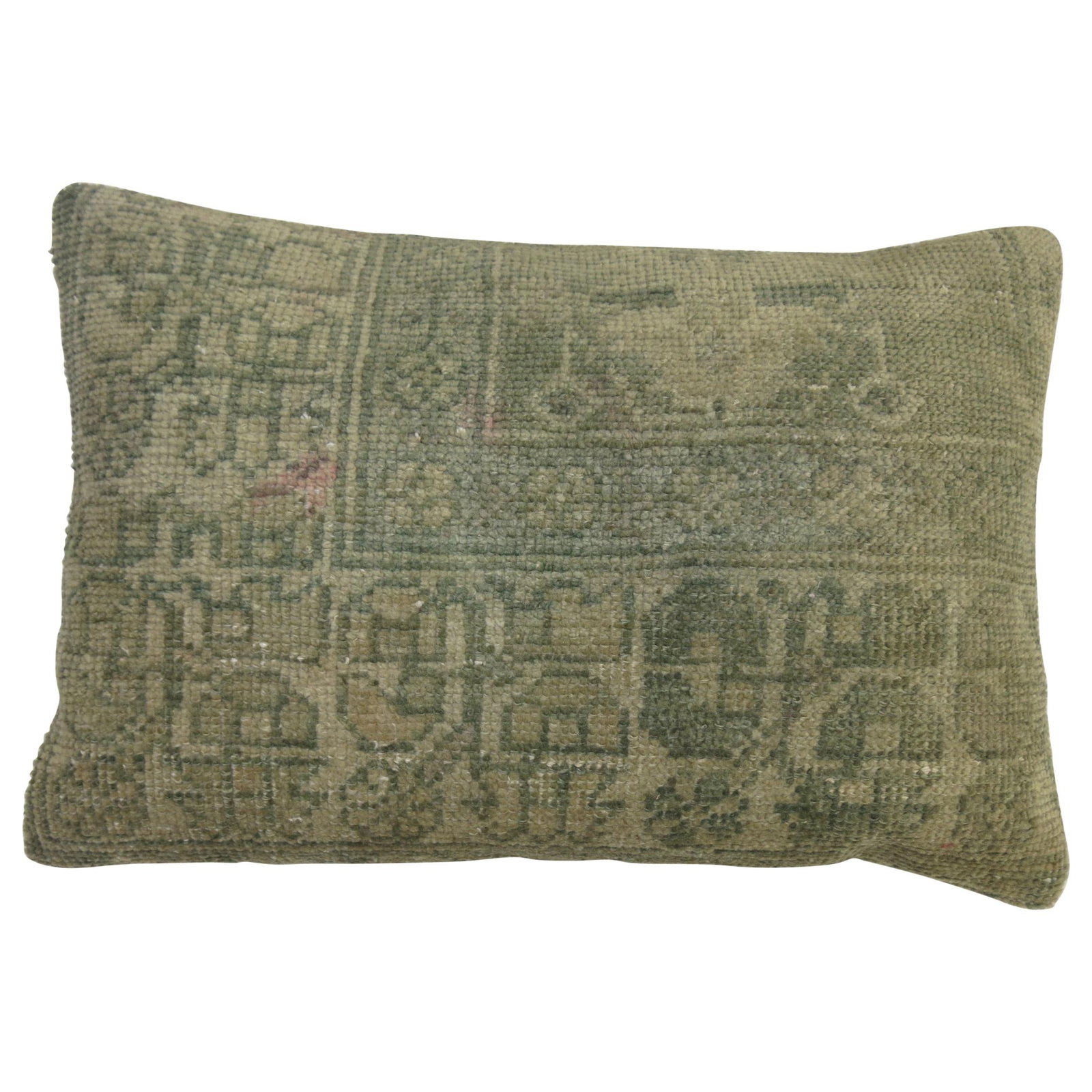 Antique Oushak Rug Pillow Sea Foam Green Belle Epoque 16 x 23 (1 of 4)