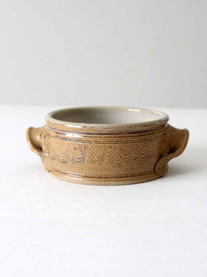 Signed Vintage Studio Pottery Bowl with Rustic Earthy Glaze (1 of 11)
