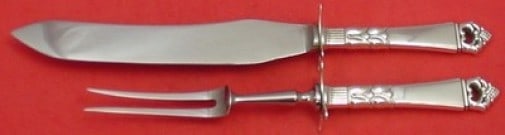 Frigast Danish Crown Sterling Silver Steak Carving Set 12" 2pc: Frigast Danish Crown Sterling Silver Steak Carving Set 12" 2pc This exquisite Danish Crown by Frigast Sterling Silver Steak Carving Set features a 12-inch hollow handle design complemented by stainles