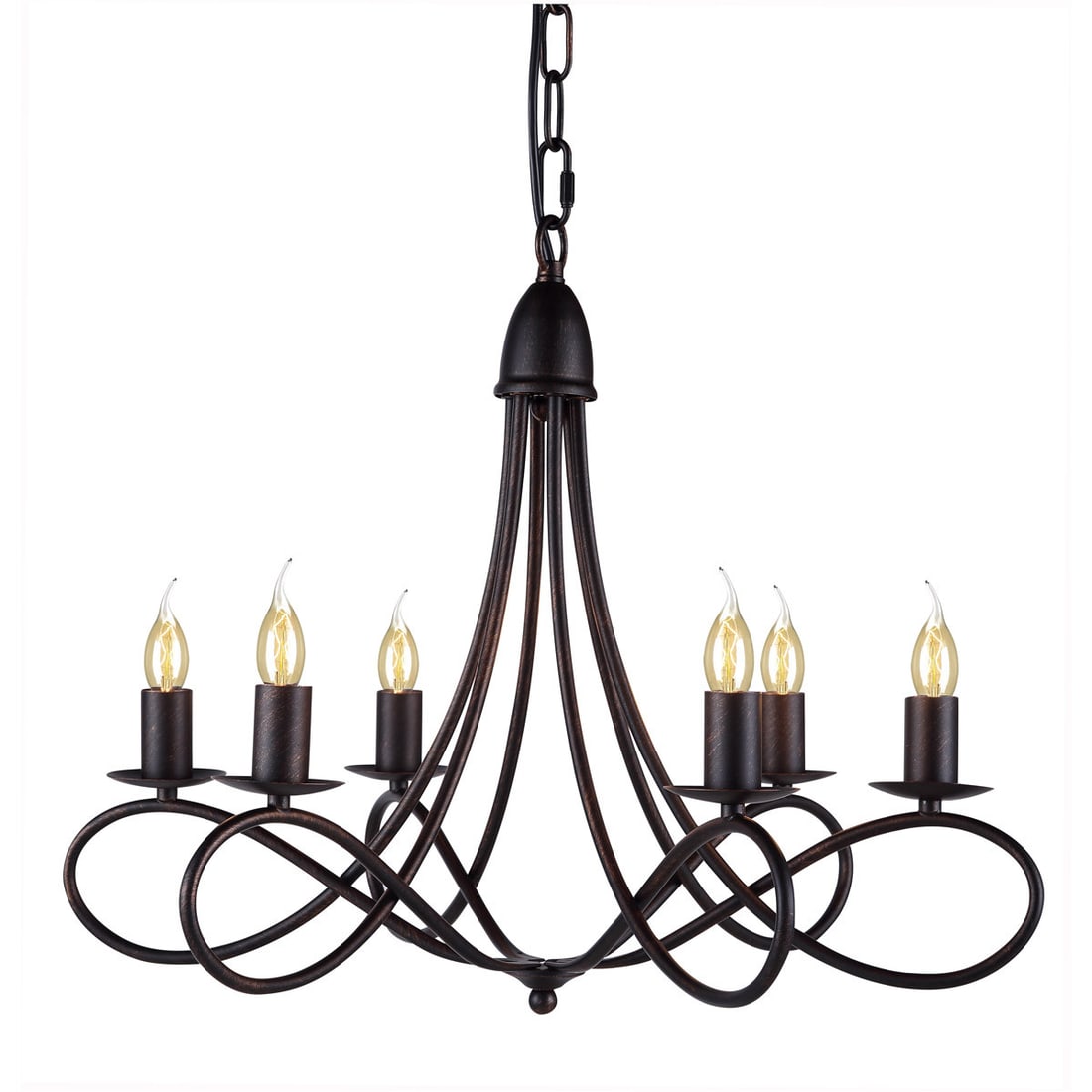 Lyndon 6-Light Dark Bronze Crystal Chandelier 24 Inch: Lyndon 6-Light Dark Bronze Crystal Chandelier 24 Inch This chandelier features a dark bronze frame in a wrought iron style, offering a sophisticated touch to any indoor space such as the dining room, 