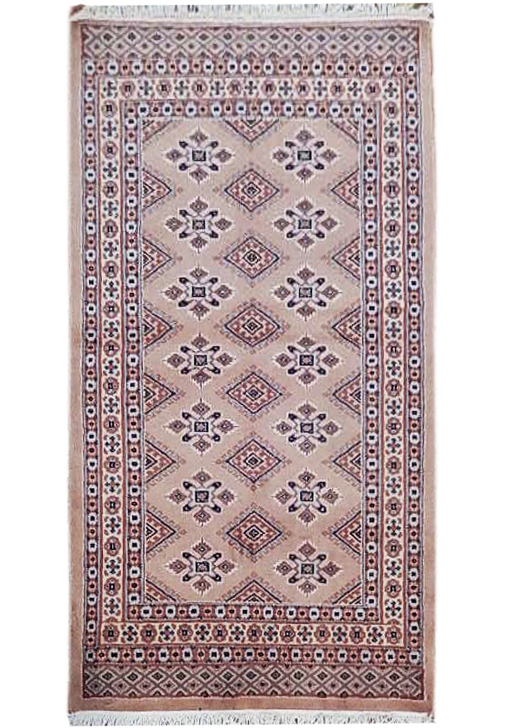 2.7 x 4.2 Ivory Hand-Knotted Bokhara Pattern Jaldar Rug: 2.7 x 4.2 Ivory Hand-Knotted Bokhara Pattern Jaldar Rug Free continental US Shipping Enhance your living space with this exquisite 2.7 x 4.2 Ivory Jaldar Hand-knotted Weave Bokhara Pattern Rug. Crafte