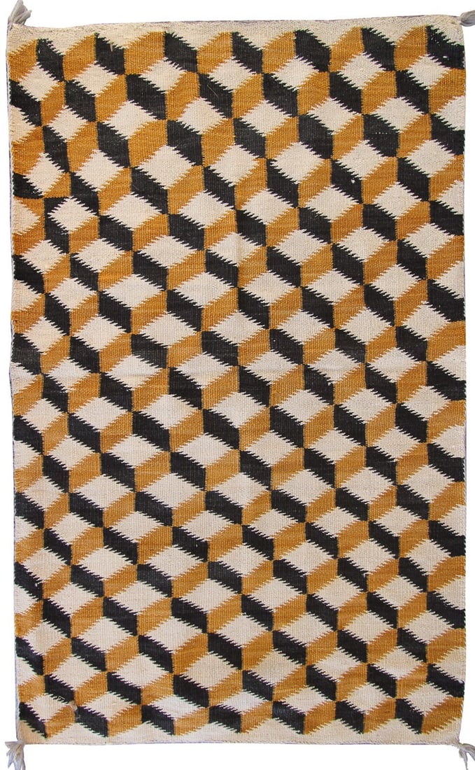 1930s Navajo geometric wool area rug 2x3 handwoven tapestry (1 of 10)