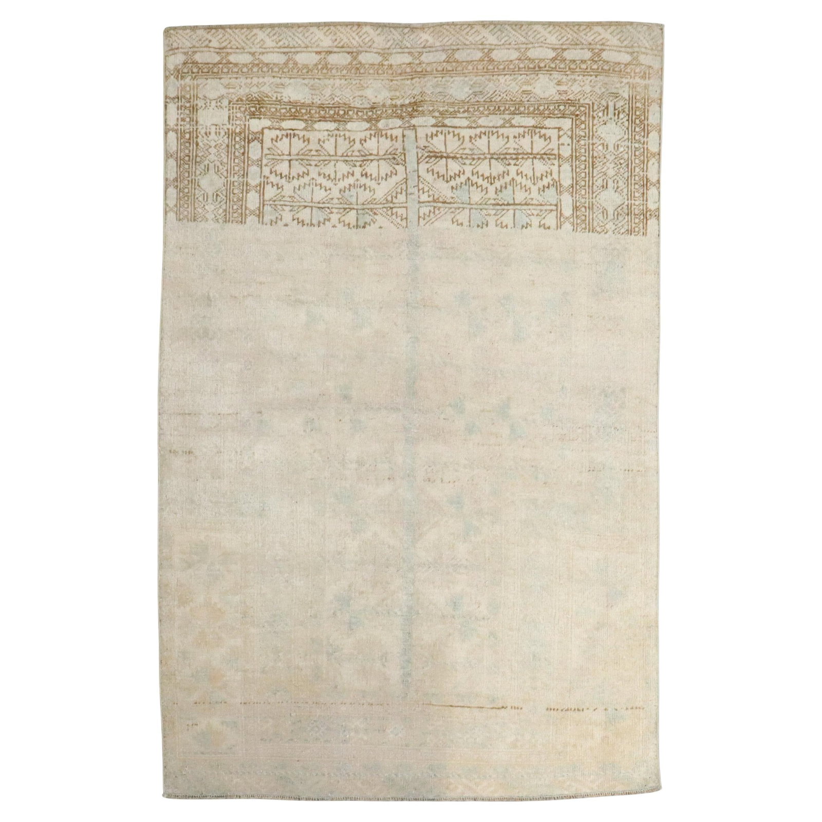 Zabihi Collection Vintage Hand-Knotted Balouch Rug 34x50 in: Zabihi Collection Vintage Hand-Knotted Balouch Rug 34x50 in Discover the exquisite craftsmanship of the Zabihi Collection Antique Balouch Whitewash Rug. This stunning piece features a traditional hand