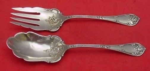 Towle Rustic Sterling Silver 9 Inch Salad Serving Set Monogrammed (1 of 2)